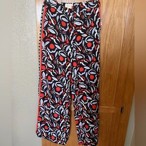 Anthropologie Red and Black Floral Pants